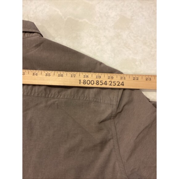 Swiss Tech Shirt Mens 2XL Brown Button Hiking Chest Pocket Techwear Atheisure - Picture 9 of 11